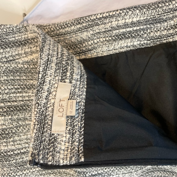 Loft Black and White Tweed Mini Skirt Sz 12 - Picture 3 of 4